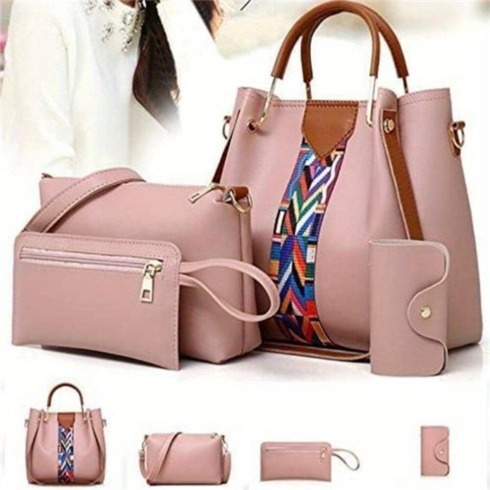 4pcs Fashion Women's Tote Bag, Shoulder Bag, Handbag, Money Bun Bag, Large